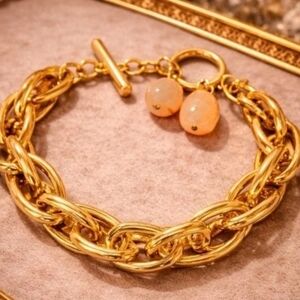 Gold Bracelet with Peach Charms